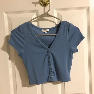 light blue crop top